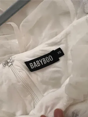 BABYBOO Brea Mini Dress-White Sheer-Sleeve White Mini Dress with Square Neck, XS thumbnail 6