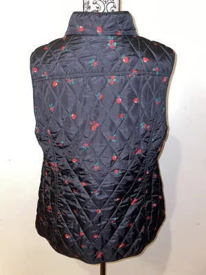 Charter Club Black & Red Floral Quilted Puffer Vest Size Large Like New thumbnail 5