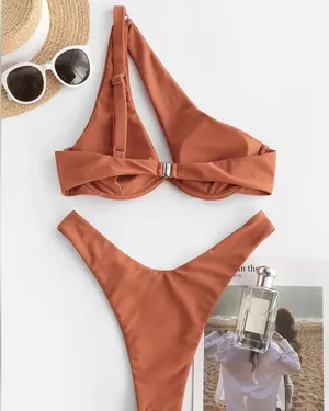 ZAFUL One Shoulder Underwire Cutout High Cut Bikini thumbnail 3