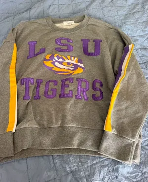 LSU Tigers Gray Crewneck Sweatshirt with Purple & Gold Accents thumbnail 1