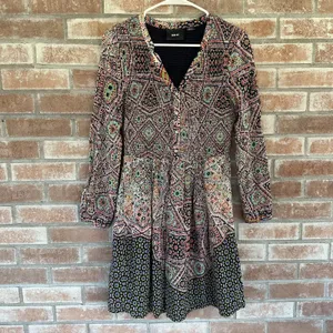 Maeve by Anthropologie Tiled Amethyst Dress Small Boho thumbnail 3