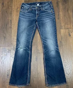 Silver Jeans Suki Surplus Thick Stitched Back Flap Pockets Boot Cut Jeans thumbnail 1