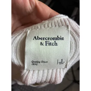 Abercrombie & Fitch Women White Ribbed V-Neck Long Sleeve Knit Sweater Small thumbnail 4