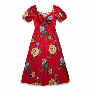 NAOO Red Floral Tropical Women's Maxi Dress Size M thumbnail 3