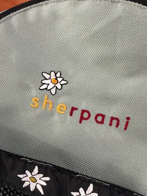 Vtg Sherpani Mint Green Black Daisy Accent Mini Backpack adjustable straps thumbnail 2