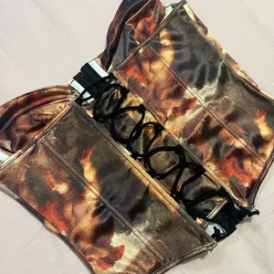 Dolls Kill Gold and Brown Renaissance inspired corset top thumbnail 4