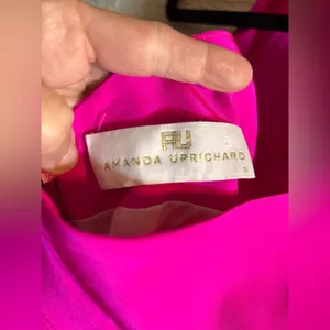 Amanda Uprichard Fuchsia Halter 100% Silk Dress colorful mini halter designer S thumbnail 3