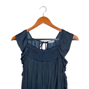 Free People Want Your Love Smocked Sleeveless Ruffle Babydoll Mini Dress Black S thumbnail 5