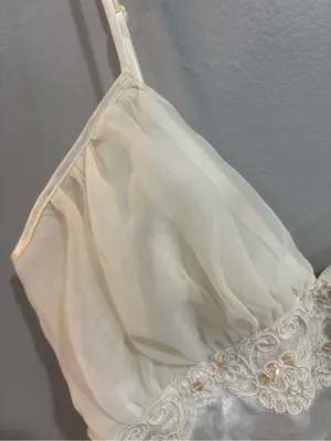 Victoria's Secret 1990's Vintage Teddy Ivory Satin Lace Flounce Small Lingerie thumbnail 6