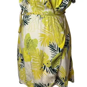 Dress Forum Wrap‎ Dress Womens M Yellow Floral Tropical Short Sleeve Mini thumbnail 6
