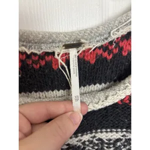 Free People Snow Angel Sweater XS Fair Isle Angora Blend Distressed Boho thumbnail 5