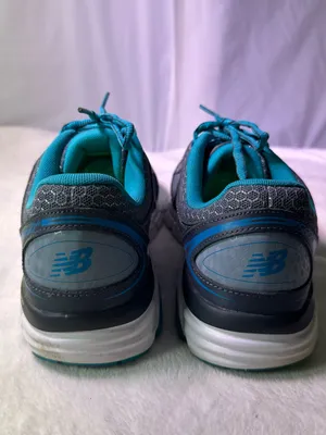 New Balance Gray and Teal Athletic Sneakers thumbnail 6