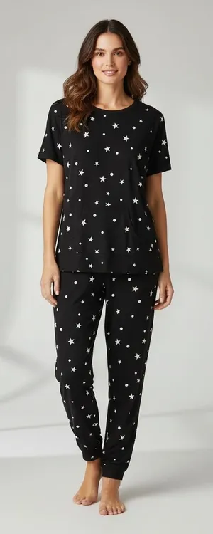 Secret Treasures Womens Pajama Set Size M Black 2-Piece Top Joggers Sleepwear thumbnail 1