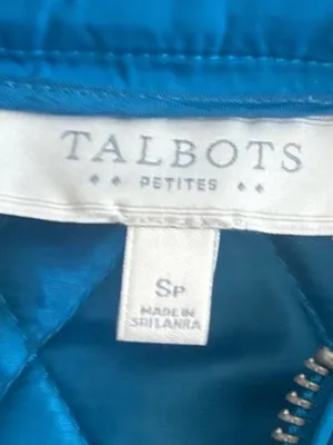 Talbots Quilted Teal-Blue Sleeveless Zip Vest thumbnail 2