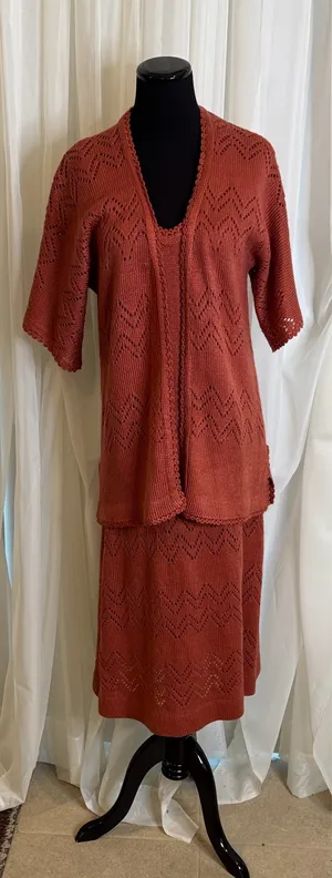 Handmade 2-piece Croqueted Rust Dress Suit thumbnail 1
