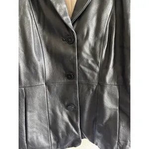 Vtg 90s Wilsons‎ Leather Pelle Studio Black Leather Blazer Jacket Women's Large thumbnail 4