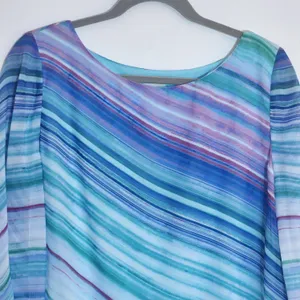 Chico's Colorful Stripe Asymmetrical Hem Tunic Blouse Size 1 (Medium) thumbnail 2