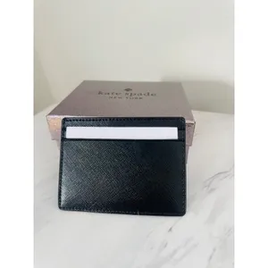 Kate‎ Spade Kenzie Card Case, Slim Chic, Designer, Black Leather, NWT thumbnail 12