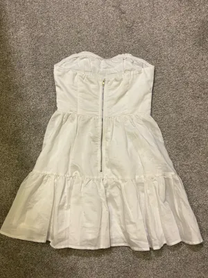 Showpo White Strapless Tiered Mini Dress Size 4 thumbnail 2