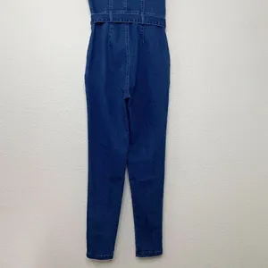 NWOT Haute Monde Zip Up Front Denim Short Sleeves Bodycon Jumpsuit, Sz Small thumbnail 12