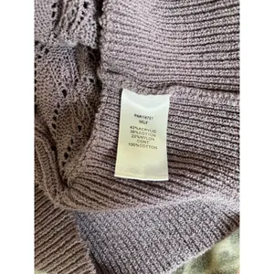 Pointelle Ruffle Knit Sweater Large Purple Boho Chic Coquette Romantic Feminine thumbnail 6