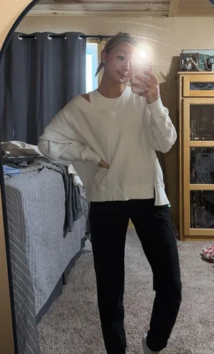 American Eagle Outfitters Off-The-Shoulder Sweater White thumbnail 1
