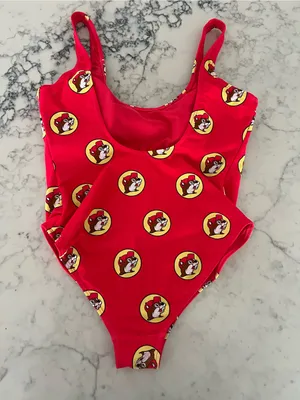 Buc-ees Swimsuit Womens Small Red One Piece Print Stretch Bucees Bathing Suit thumbnail 3