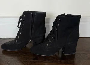 J.Crew Lace-Up Boots Black Suede thumbnail 1