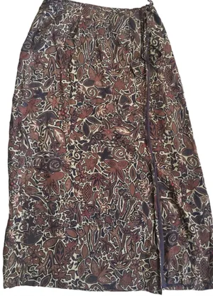 Sigrid Olsen Sport Y2K Rayon Brown Floral Wrap Skirt 14 thumbnail 1