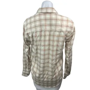 Abercrombie & Fitch Tan Flannel Plaid Checkered Button Up Shirt Blouse Top Sz XS thumbnail 2