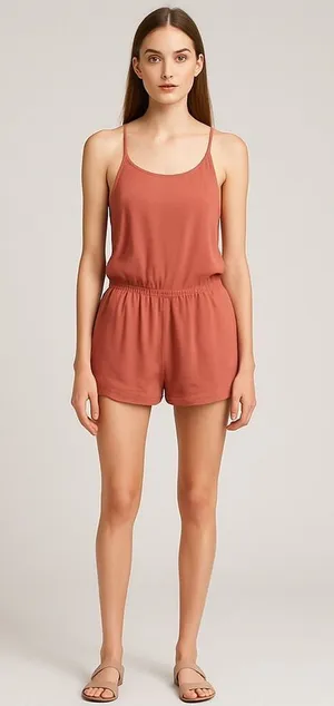 JustFab Coral Cargo Romper Cross Back Short Size Small thumbnail 1