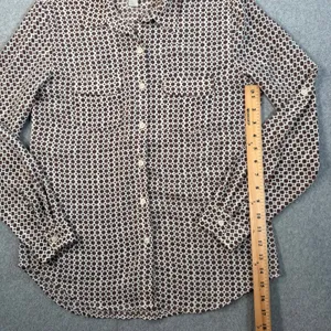 LOFT Ann Taylor Women's Small Brown Cream Floral Button Up Blouse Lightweight thumbnail 8