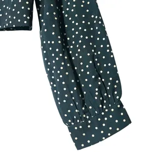 Lulus Women's L Love Always Forest Green‎ Polka Dot Long Sleeve Crop Top Cropped thumbnail 8