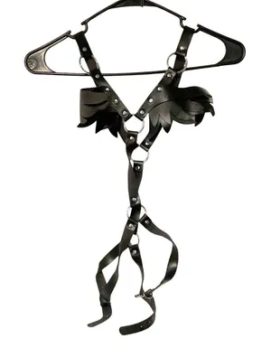 Women’s Goth Punk Rave Faux Leather One‎ Piece Silver Hardware Dominatrix thumbnail 1