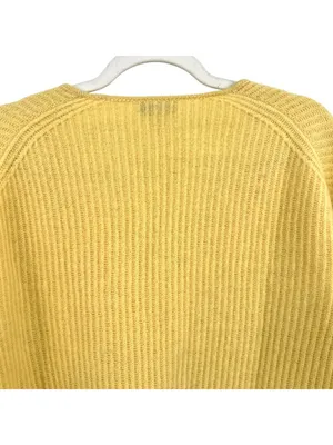 Reiss Yellow Wool Cashmere Blend Ribbed V-Neck Sweater Size Small Quiet Luxury thumbnail 6