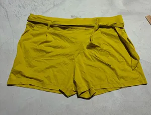 Loft NWT Tie-Waist Shorts Yellow XL cotton MSRP $50 thumbnail 1