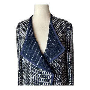 Carlisle New York Blazer Women‎ 6 Blue Tan Tweed Double Breasted Preppy Mature thumbnail 4