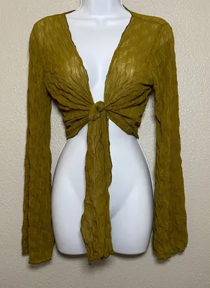 Earthbound Green Bolero Small Sheer Forest Fairy Grunge Y2K Hippie Bohemian Boho thumbnail 1