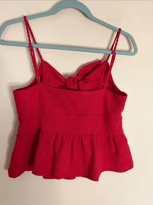 LOFT Red Tie-Front Peplum Camisole thumbnail 6