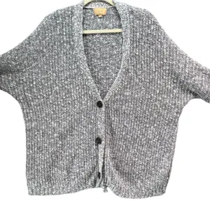 Lazy Sweater Ribbed‎ Knit Cardigan S Gray Dolman Linen Blend Chunky Relaxed thumbnail 5