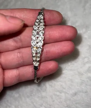 Statement Classy Rhinestone Silver Tone Bracelet thumbnail 2