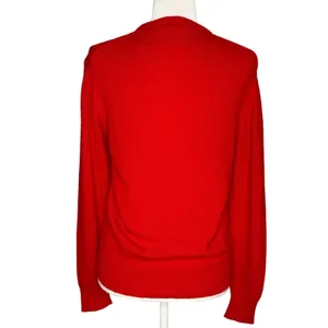 Robinsons 100% Cashmere Cable Knit‎ Sweater Medium Red Soft Cozy Crew Neck thumbnail 5