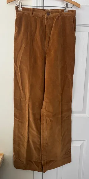 Calvin Klein Vintage Cotton Corduroy Pant Tan High Waist Wide Leg Trouser Size 8 thumbnail 1