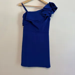 ieena for mac duggal 8 Blue Short Dress Ruffle Pageant Formal Dance Party FLAWS thumbnail 9