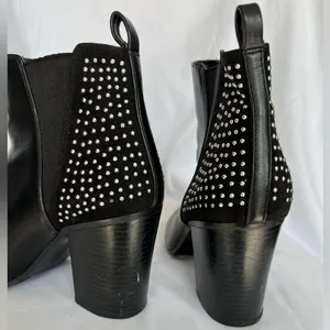 Black Faux Leather Studded Ankle Booties thumbnail 3