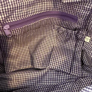 Belvah Purple Quilted Shoulder Bag Check Lining Zip Top Medium Tote Purse Casual thumbnail 8