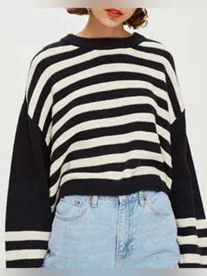 Topshop cropped stripe sweater S thumbnail 1