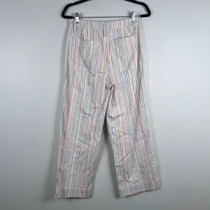 Madewell Womens Rainbow Stripe Wide Leg‎ Crop Pants White Multi Sz 27 thumbnail 8