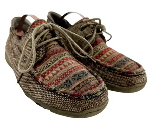 Roper Driving Moccasin Fair Isle Aztec Lace Up Round Toe Leather Tan 5.5 thumbnail 1