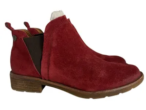 Sofft Bergamo Women US 7.5 M Red‎ Suede Leather Biker Ankle Chelsea Bootie thumbnail 1